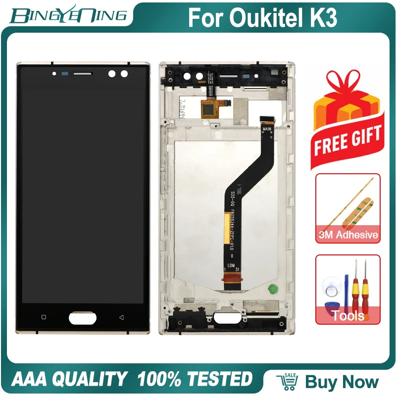 BingYeNing 5," для Oukitel K3, ЖК-дисплей и сенсорный экран, дигитайзер с рамкой, экран, аксессуары для телефонов, инструменты для замены в сборе