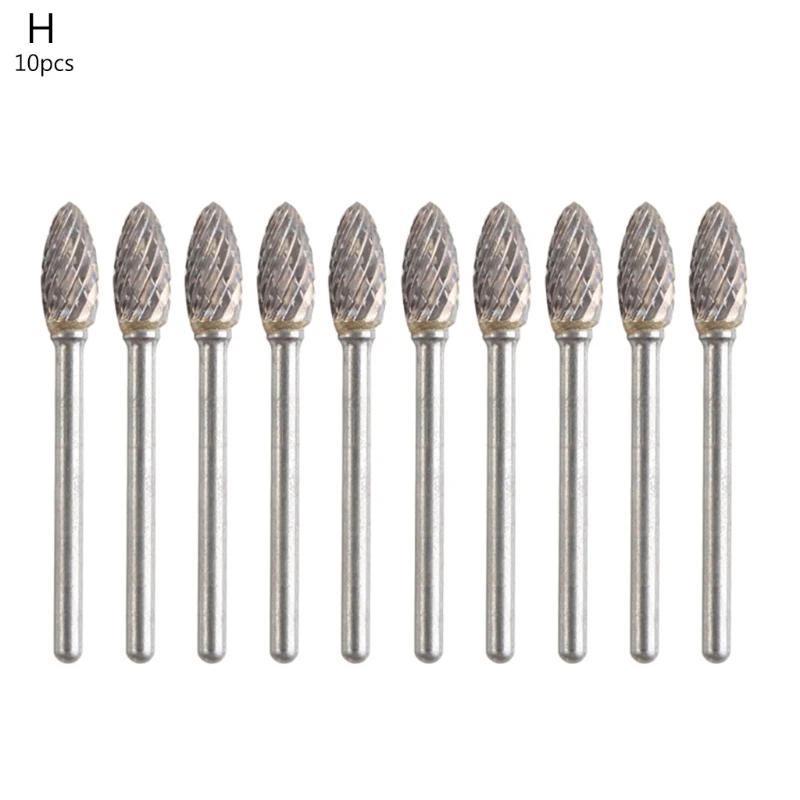 

10pcs Tungsten Carbide Steel Rotary Burrs Set Grinding Head Rotary File