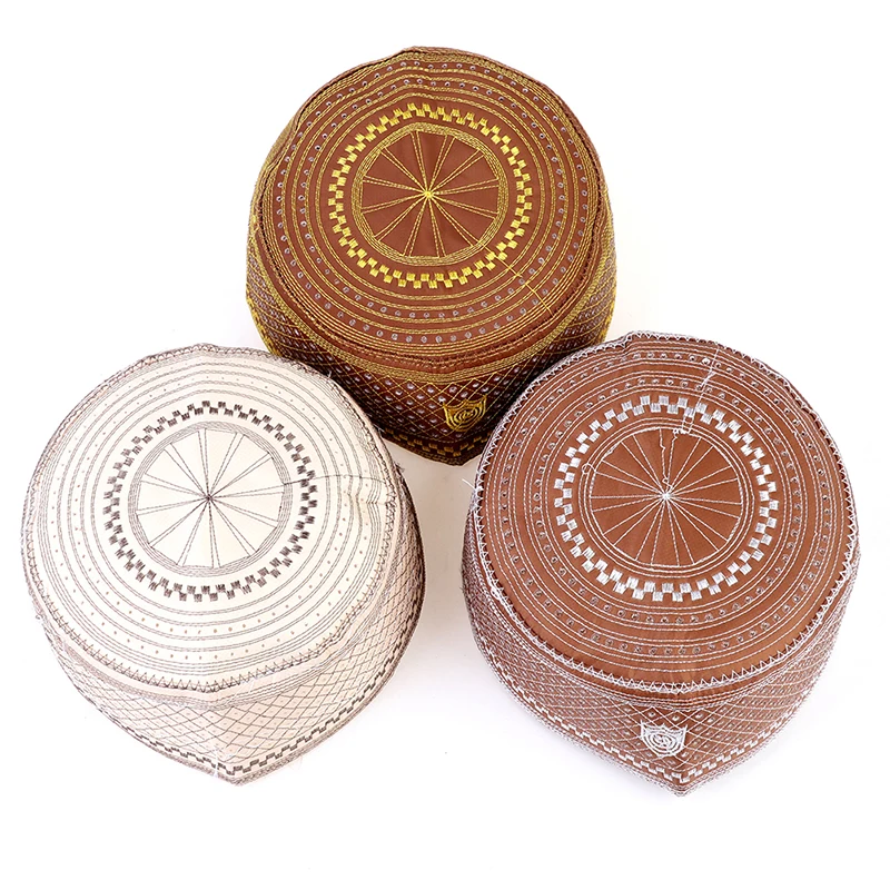 2021 мусульманские Шляпы Хлопок Вышивка арабских Для мужчин шапочка для молитвы