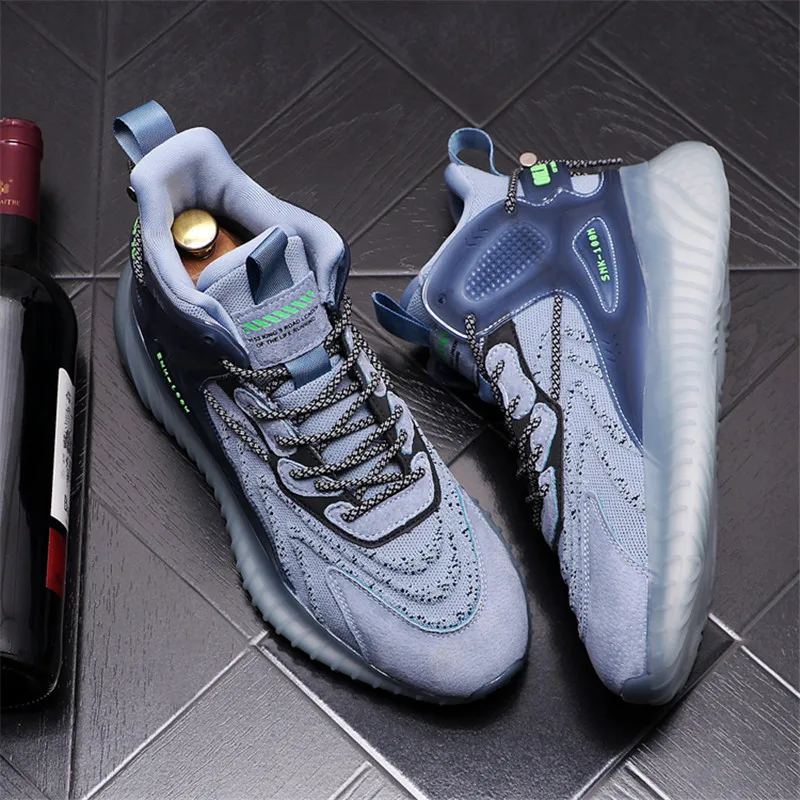 

Knitted Autumn Breathable Designer Luxury Men Sock Shoes Sneakers Mesh Light Casual Flats Ankle Boots Z