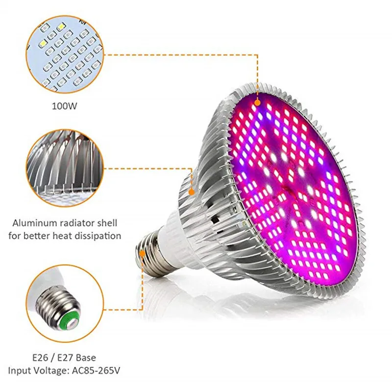 Светодиодсветильник фитолампа полного спектра для выращивания растений 30 Вт 50 80