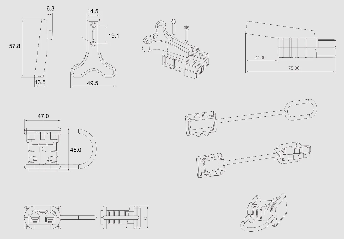 10 шт./лот Anderson разъем 120A 2/4/6 AWG разъем, Anderson разъем, клемму аккумуляторной батареи, разъем для установки на солнечной батарее, ручка, Dustyproof крышка