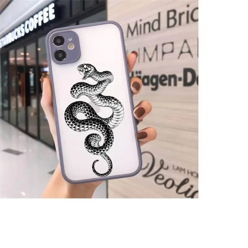 

animal black snake Terrible horror Phone Cases matte transparent For iphone 7 8 11 12 plus mini x xs xr pro max cover
