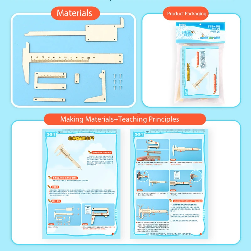 

DIY STEM For Children Educational Science Experiment Technology Toy Set DIY Vernier Caliper Puzzle Painted Kids Toys