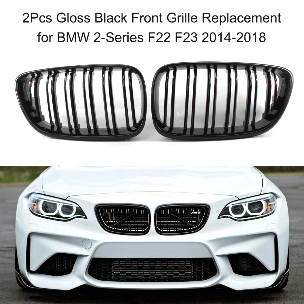 2 шт. блестящая Черная решетка для переднего бампера BMW 2-Series F22 F23 2014-2018 | Автомобили