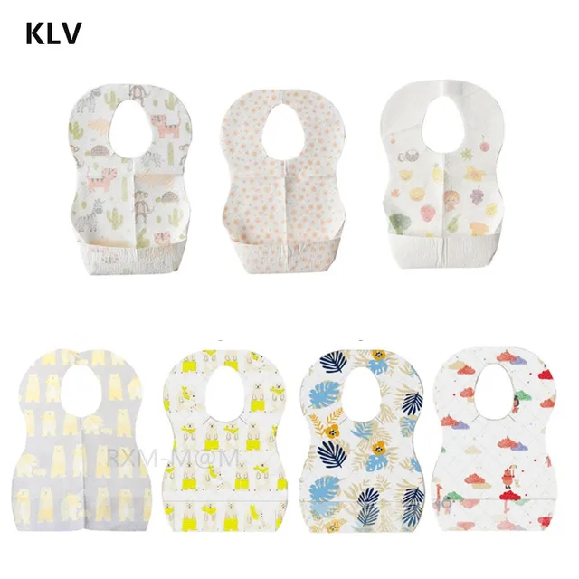 10/20pcs/lot Sterile Disposable Bib Children Baby waterproof Eat Bibs With Pocket Baby kid scarf bib saliva towel bib Convenient