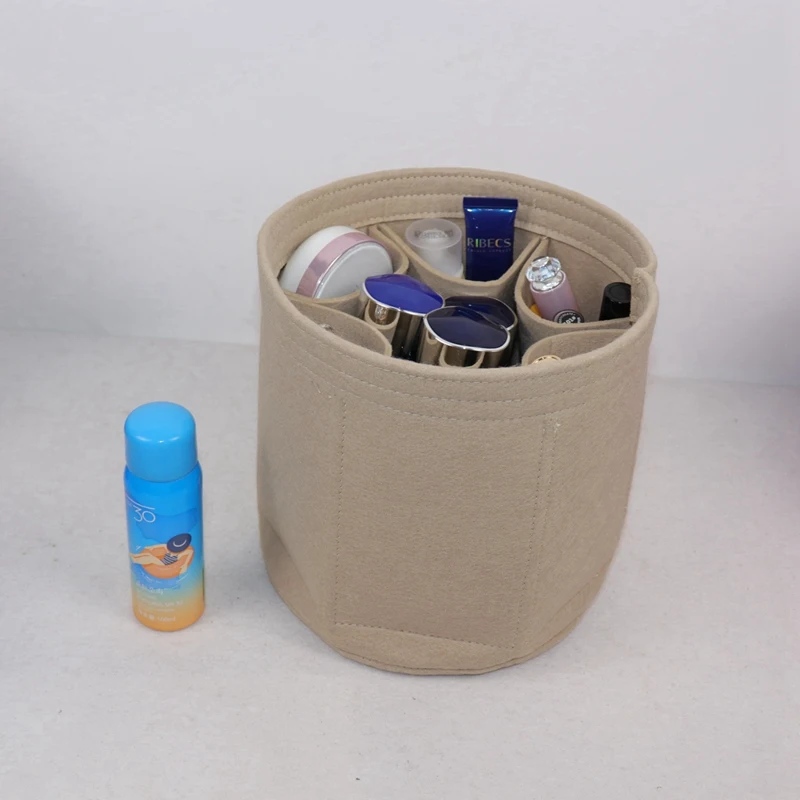 

Felt Cloth Barrel Desktop Storage Fits in Insert Multi-Pockets Cosmetic Bags Storage and Belongings Organizer