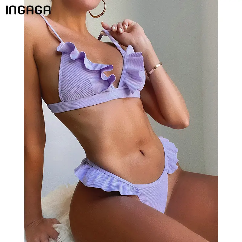 Бикини пуш ап INGAGA женские купальники сексуальный купальник с рюшами купальные