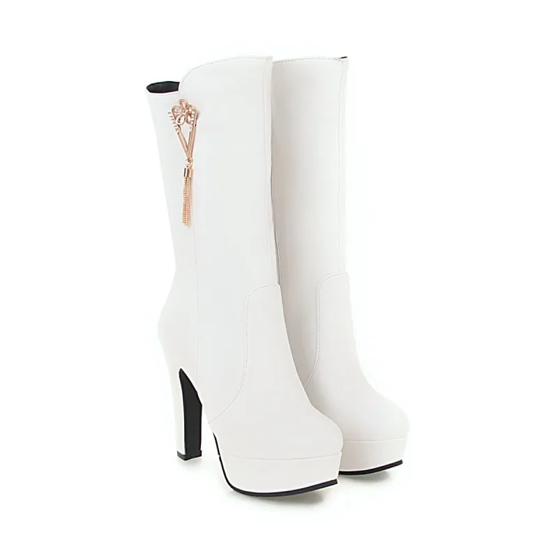 Женские ботинки на молнии с подвеской большой размер 9 10 11 14|Сапоги до середины