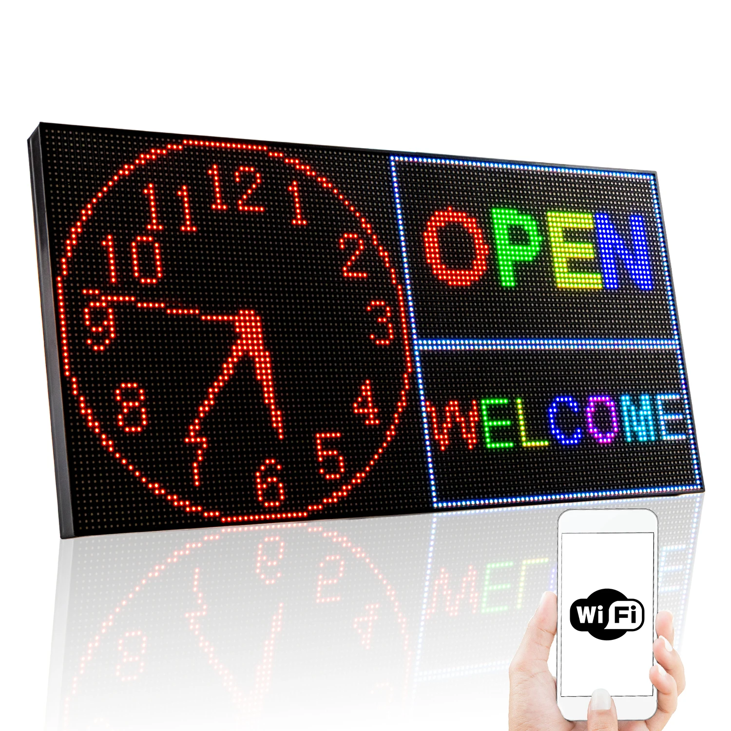 39CM P3 5V Led Display Panel RGB WiFi Programmable Scrolling Message Board Matrix Open Sign with Foldable Stand for Desktop Desk