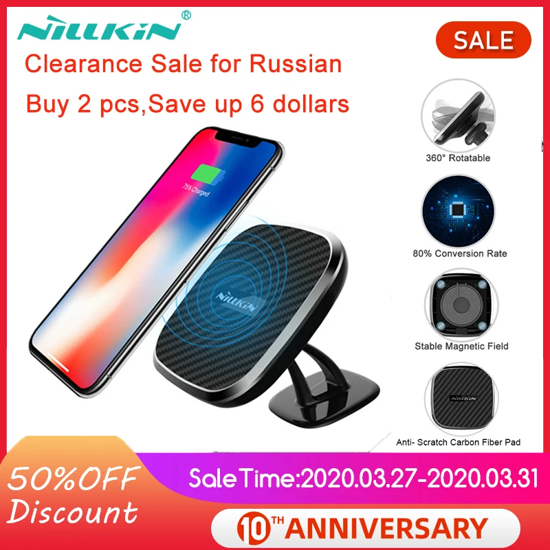 

NILLKIN 10W Qi Wireless Car Charger Car Phone Holder For iPhone 11 Pro Xs Max X Fast Wireless Charging For Samsung S10 S9 Plus