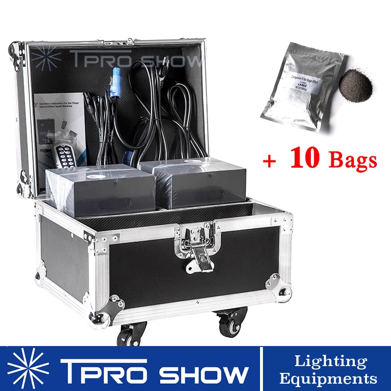 2 Machine 10 Powder 2 шт. искра машина 1 чехол для полета упаковка Dmx пульт дистанционного управления холодные Салюты Искра фонтан с 10 мешок 20 мешок Ti порошок для свадьбы - Цвет: 2 Machine 10 Powder