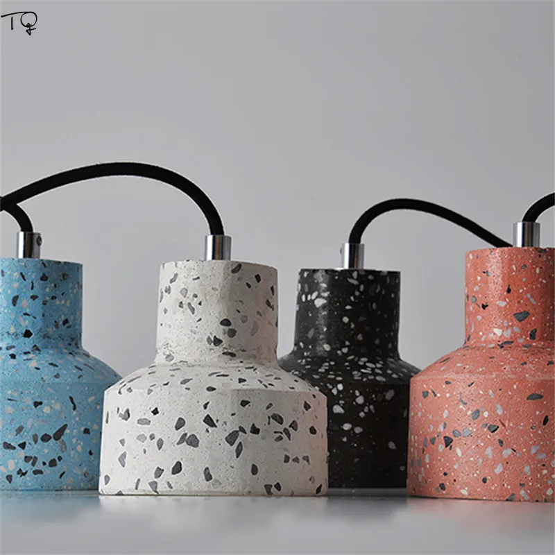 Terrazzo цементного бетона подвесные светильники скандинавские современные светодиодные E27 Ресторан Бар гостиная спальня кухня промышленный светильник дизайн