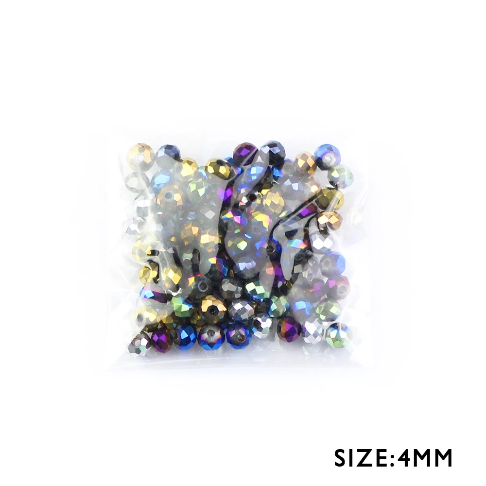 

HGKLBB Austrian Rondelle crystals beads 4mm 100pcs Plating faceted Round ball spacer loose beads Jewelry for Making Bracelet DIY