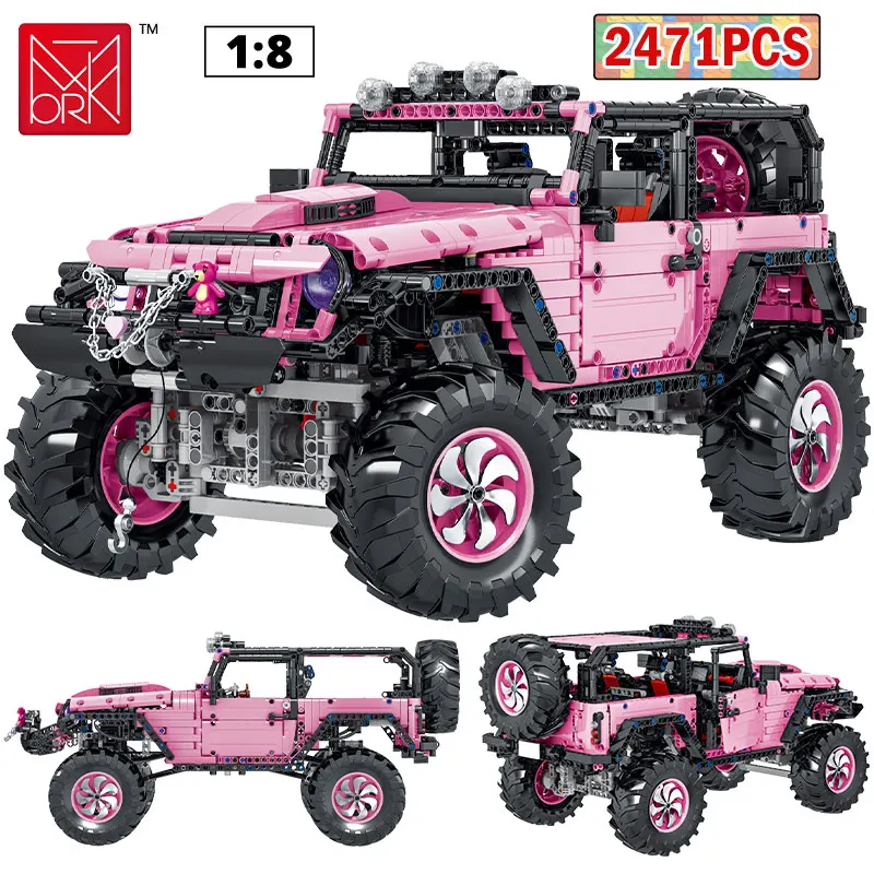 

2471 шт. MORK 1: 8 Внедорожный гоночный автомобиль, строительные блоки, городской технический внедорожник, Суперскоростной автомобиль, грузовик, ...