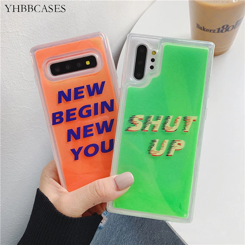 Светящийся неоновый чехол YHBBCASES для телефона Samsung Note 10 Plus 8 9 светящийся в темноте с