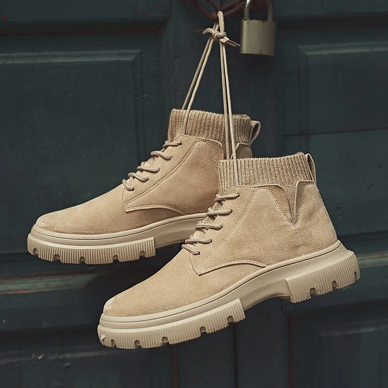 Новинка сезон осень зима Мужская обувь кожаная мужская высокие кроссовки зимние