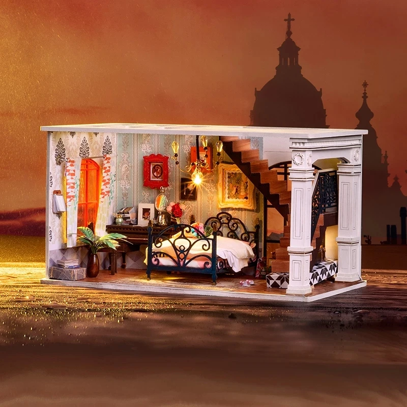 

DIY Miniature Furniture Wooden Doll Houses 3D Hand-assembled Room Box Toys for Kids Christmas Birthday New Year Gifts