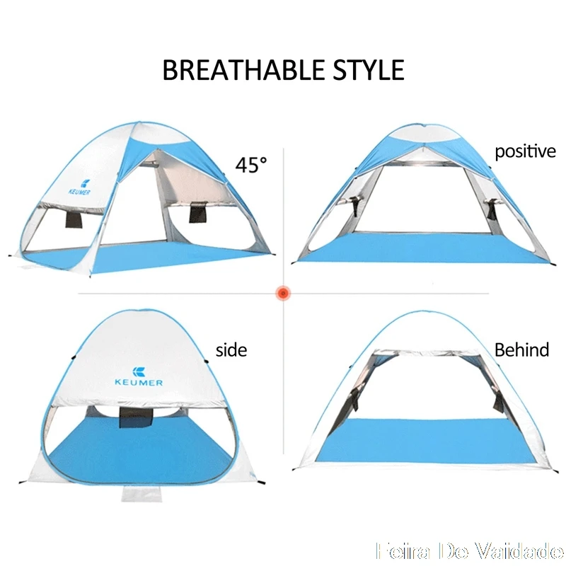 

Beach Camping Tent Pop Up Automatic Open Family Ultralight Folding Tourist Fish Anti-UV Fully Sun ShadeTent 2-3 Persons