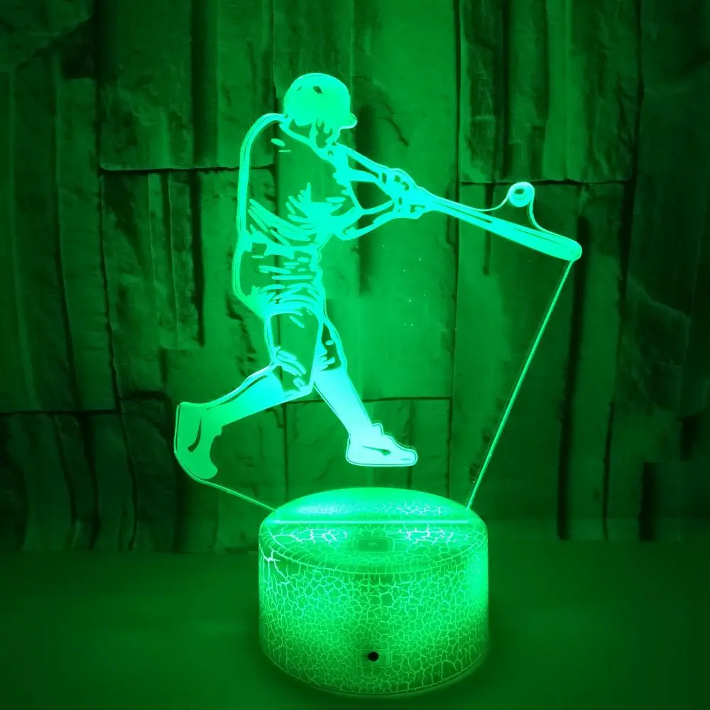 Подарочная маленькая настольная лампа оптовая продажа бейсбольная 3d