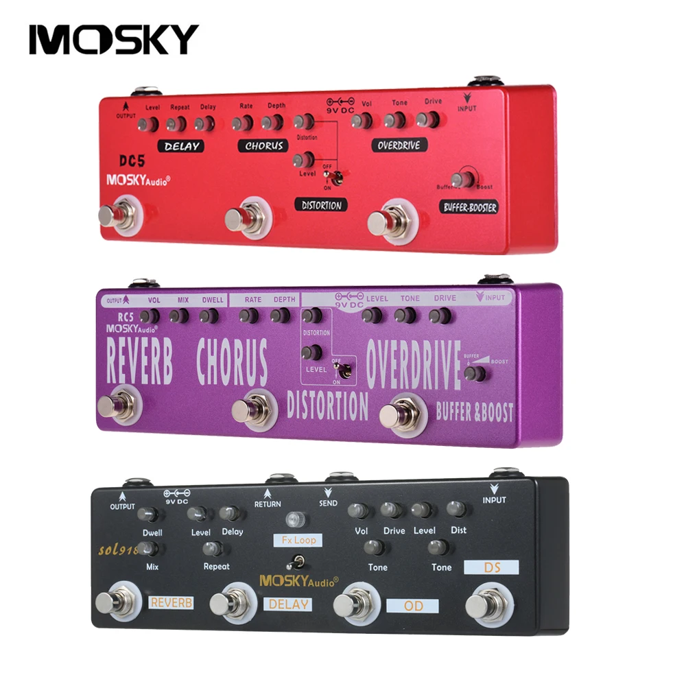 

MOSKY Series Guitar pedal Delay + Chorus + Distortion + Overdrive + Booster + Buffer with True Bypass Guitar Multi-Effects Pedal