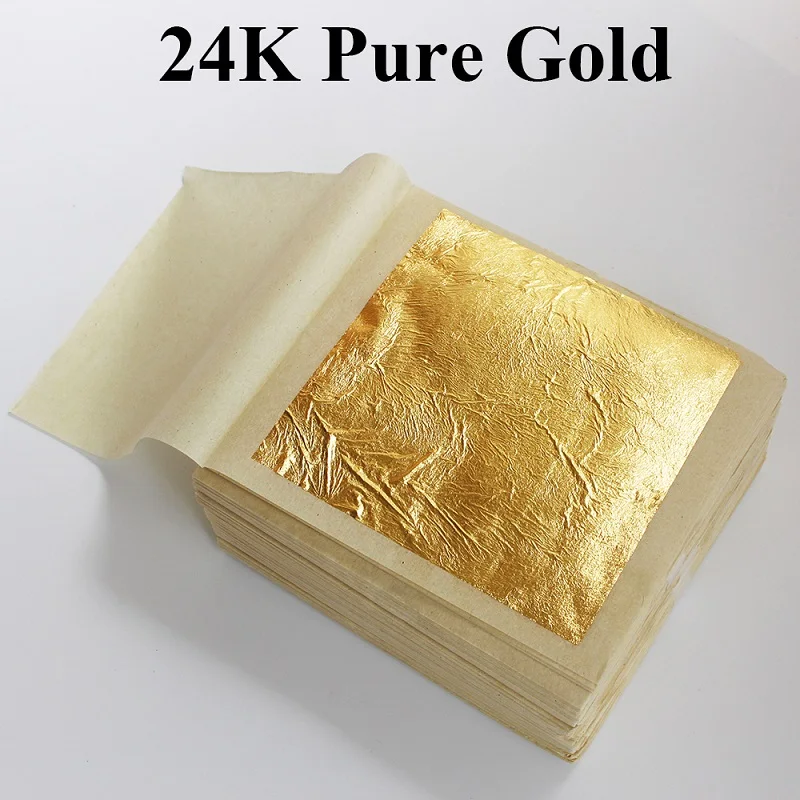 24K листовое золото съедобный Золотой Фольга листы для украшения тортов маска для лица искусство ремесла золочение Бумага 10 шт./упак., браслет-напульсник, Настоящее золото лист листов
