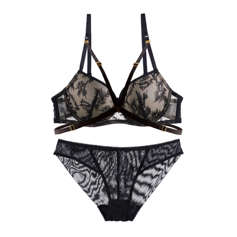 Сексуальное женское нижнее белье Комплект бюстгальтеров и трусиков пуш ап с