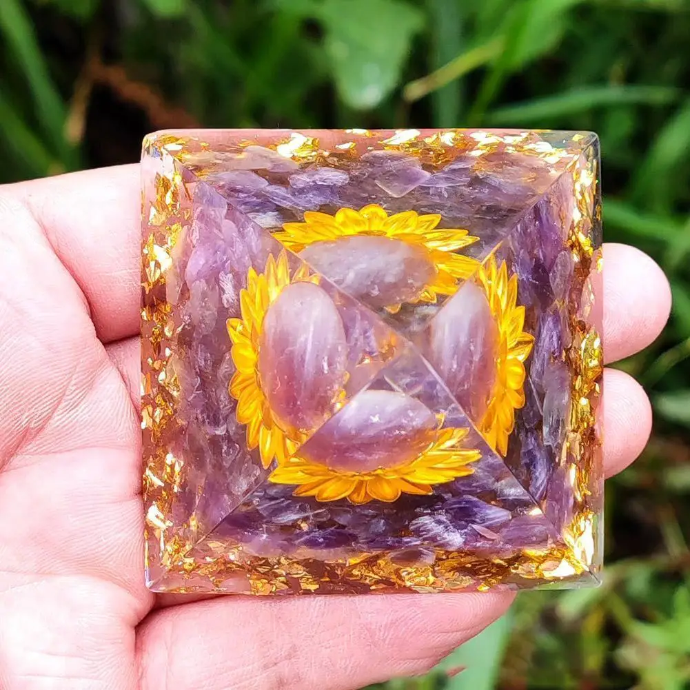 

Pyramid Amethyst Peridot Healing Crystal Energy Pyramide Quartz Emf Home Crafts Decor Protection Meditation Tool T4J1