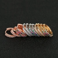 classic multicolor rainbow hoop earrings for women colorful zircon stone inlaid small huggie tiny earring piercing hoops jewelry