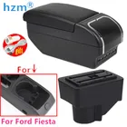 Подлокотник для Ford Fiesta 2011-2019, двухслойный центральный подлокотник для магазина, коробка с подстаканником, пепельницей, USB, выдвижной, ПУ