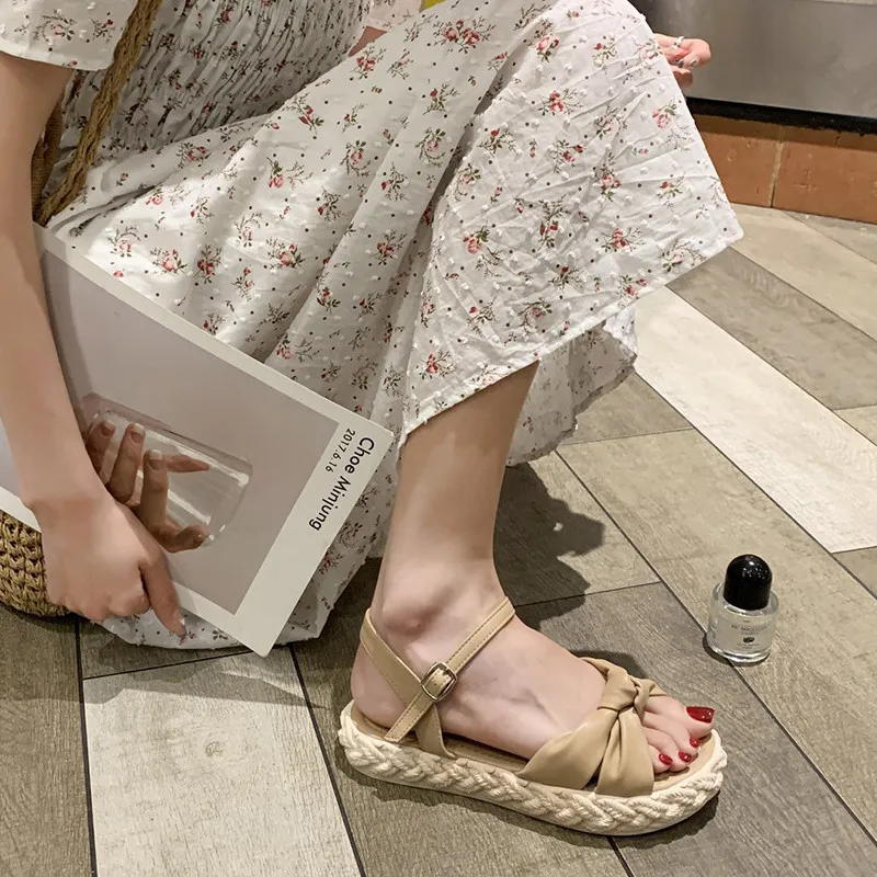 

2021 Summer Sale Of Women's Shoes Beige Heeled Sandals Clogs Wedge All-Match New Comfort Black Retro Girls Platform Outside Bow