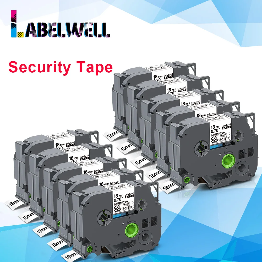 Labelwell 10PK лента для этикеток безопасности 18 мм совместимая с черно белой лентой