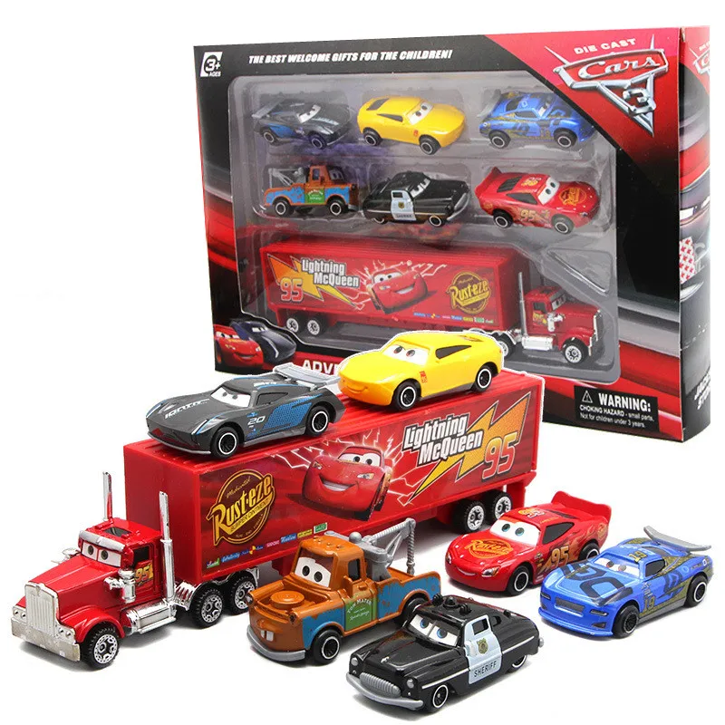 

7Pcs/set Disney Pixar Cars 3 Lightning McQueen Jackson Storm Mater Sally The King 1:55 Diecast Metal Alloy Model Cars set Gift