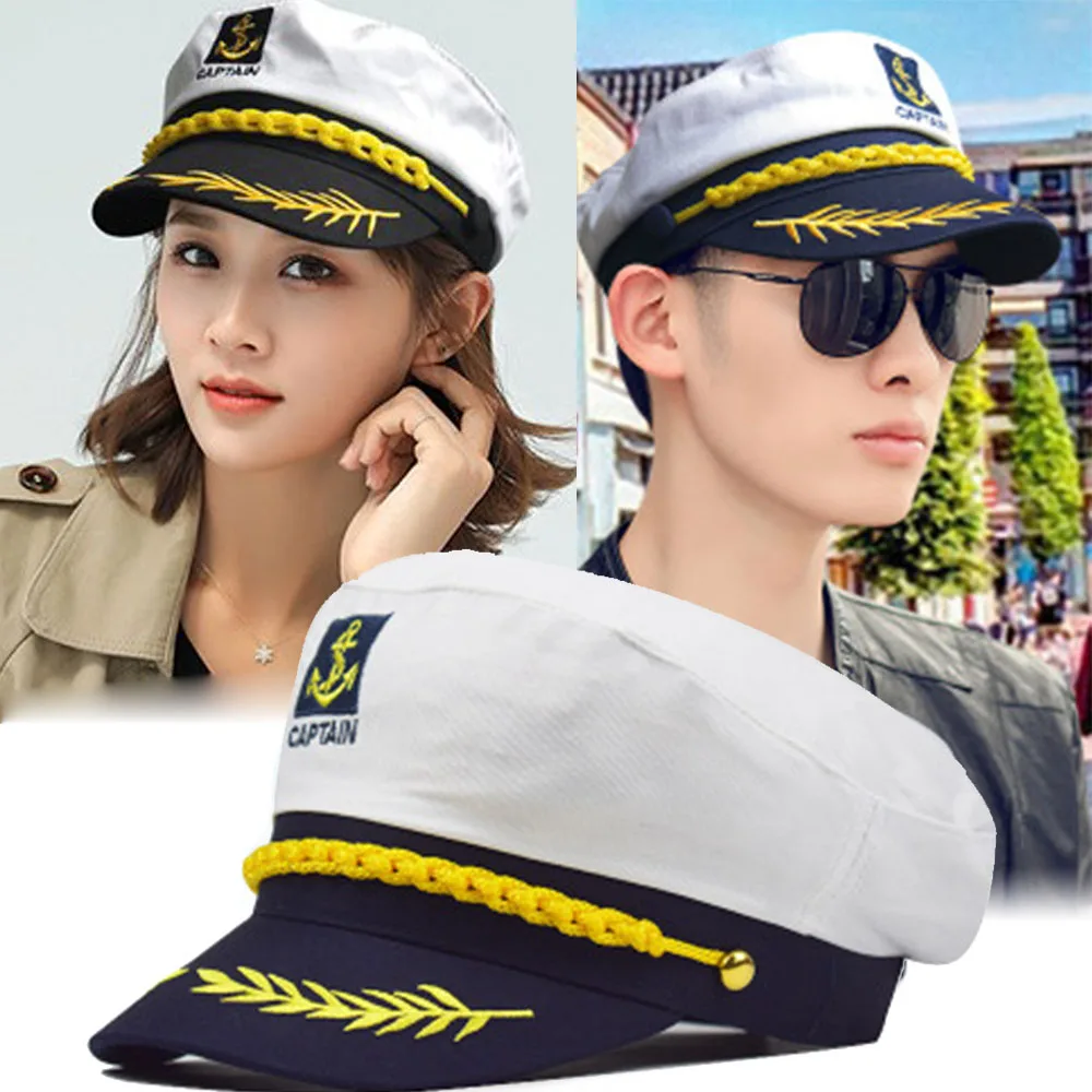 

Vintage Adult Yacht Military Hats Boat Skipper Ship Sailor Captain Costume Hat Adjustable Cap Navy Marine Admiral For Men Women