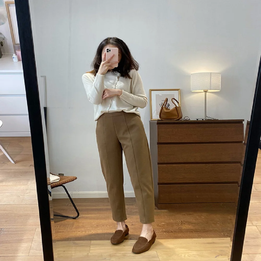

Sumitong Hot Sale Customized Woolen Fabric Invariable Type Good Thin Thickening Warm Tapered Pants Harun Pants Winter