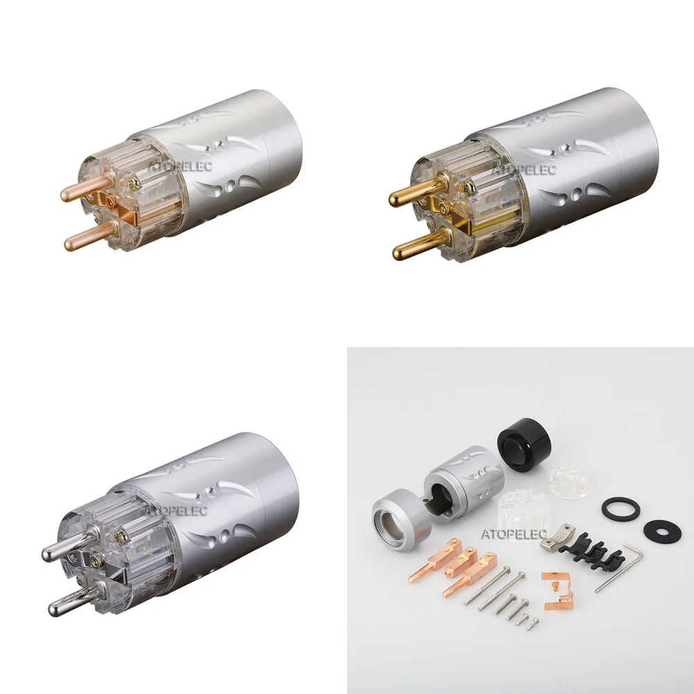 Виборг прозрачный алюминиевый корпус 99.998% чистая красная медь Schuko EU штепсельная