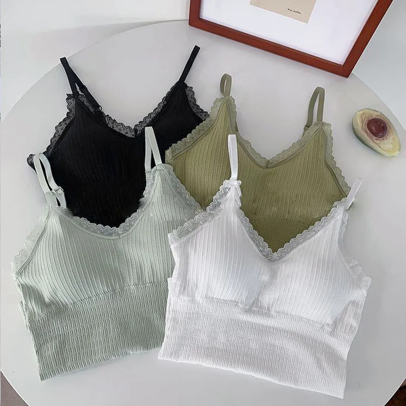 

Women Tank Crop Top Seamless Underwear Crop Top Female Short Tops Women Sexy Lingerie Sleeveless Padded Camisole Sling Vest