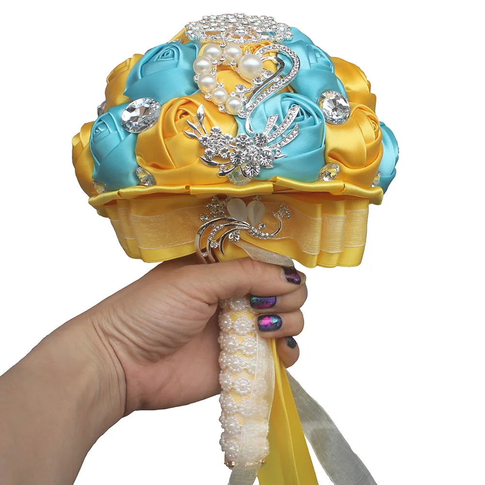 Высококачественная Золотая Роза искусственные цветы букет с кристальным