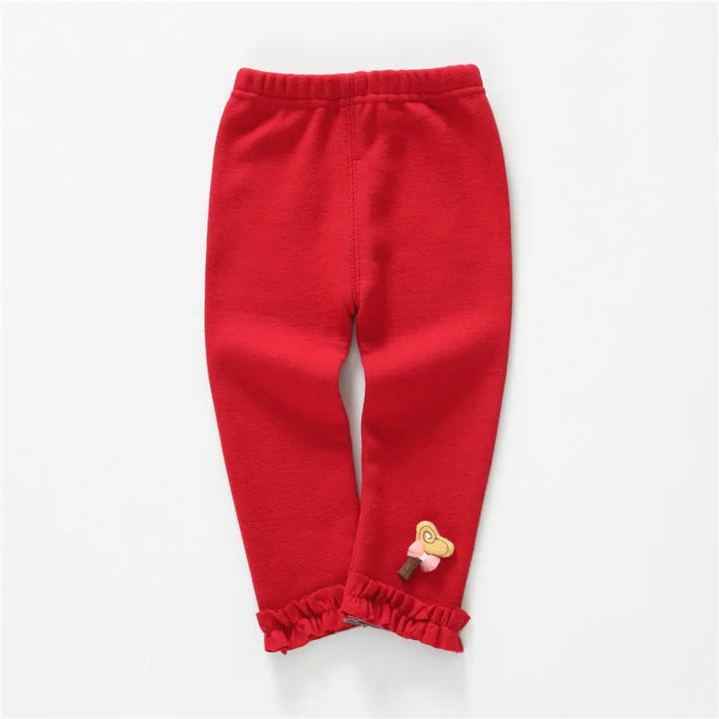 red Осень-зима, теплые штаны для маленьких девочек, плотные леггинсы, колготки для новорожденных, штаны, Повседневные детские штаны - Цвет: red
