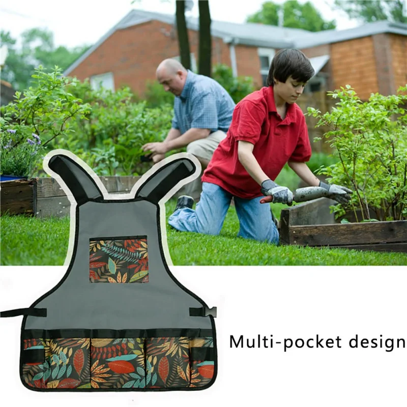 

Outdoor Work Apron Matching Kitchen Color Apron Garden Garden Full Skirt Gray Flower Stitching