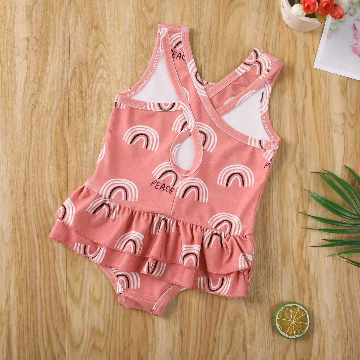 Детское цельное Боди без рукавов для девочек ясельного возраста купальный