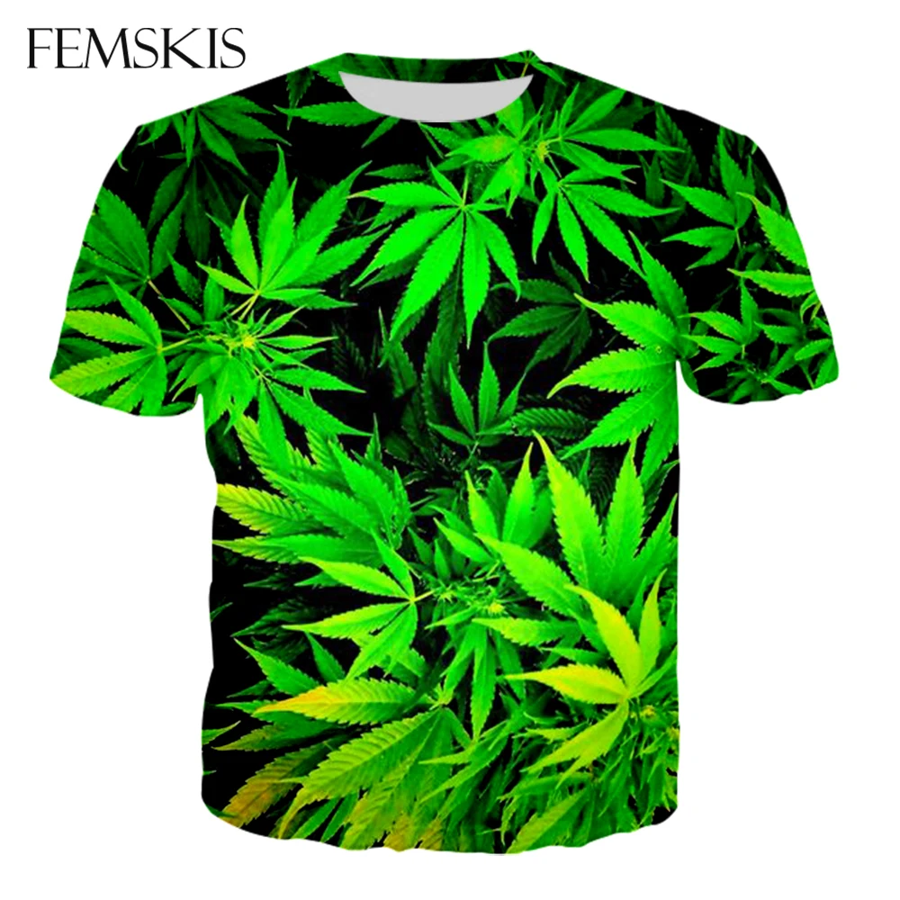 

FEMSKIS New Harajuku 3D Fashion T-shirt Printed Maple Leaf Pattern Short Sleeve Tops Men Women Casual Clothes Summer Sportswear