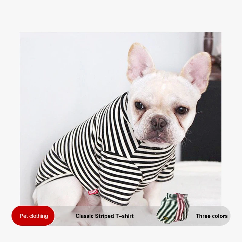 

Teddy Pet French Bulldog Clothes Dog Clothes Striped Pet Clothes Pet Clothes