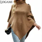 Пальто женское трикотажное с высоким воротником и рукавами летучая мышь