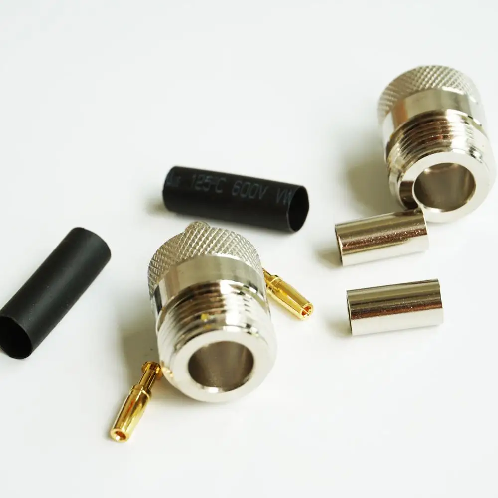 

RF Coax Connector Socket N Female Crimp for LMR195 RG58 RG142 RG223 RG400 Cable Plug RF Coaxial Straight Brass Nickel plated