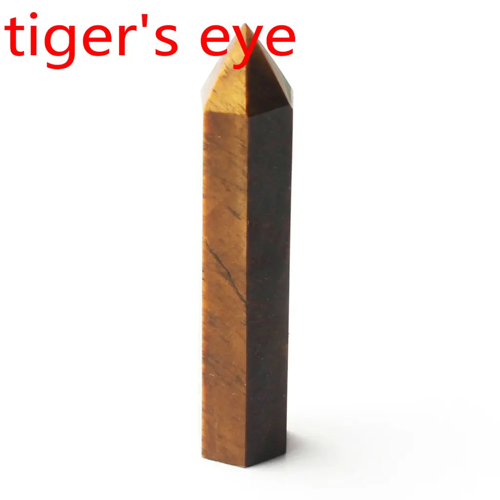 tiger eye Кристалл обелиск точка палочка ювелирные изделия Красочные Флюорит розовый кварц исцеление чакры в рейки декоративная статуэтка Фигурное ожерелье подарок - Цвет: tiger eye