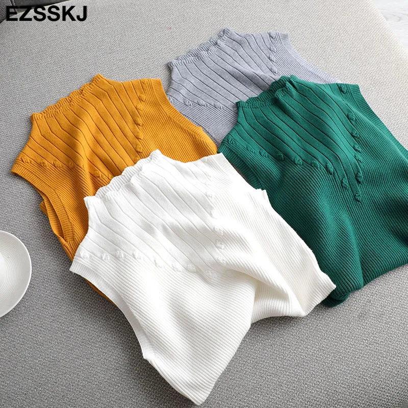 Весенний свитер с кружевным воротником жилет женская Трикотажная майка женские