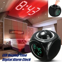 lcd projection led display time digital alarm clock talking voice prompt thermometer snooze function desk wall projection clock