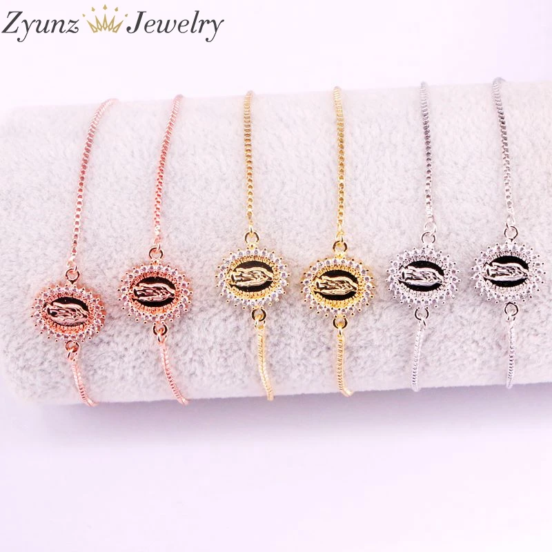 10 шт. золотистые/розовые золотистые/Серебристые браслеты с кубическим