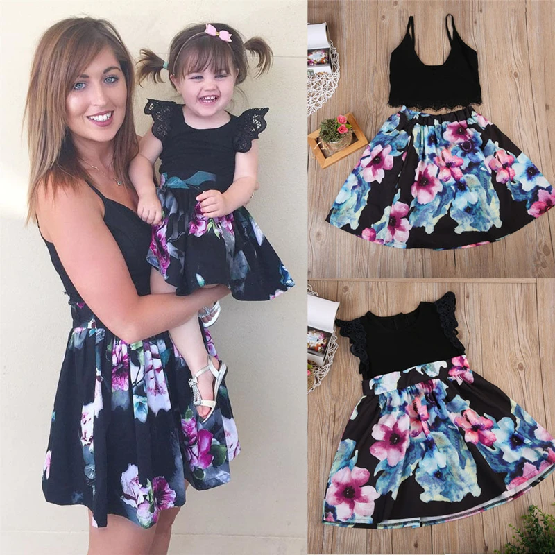 

LILIGIRL Casual Family Clothes Lady's Mother Daughter Matching Outfit Summer Baby Girl Dress Outfit Mommy And Me Clothes